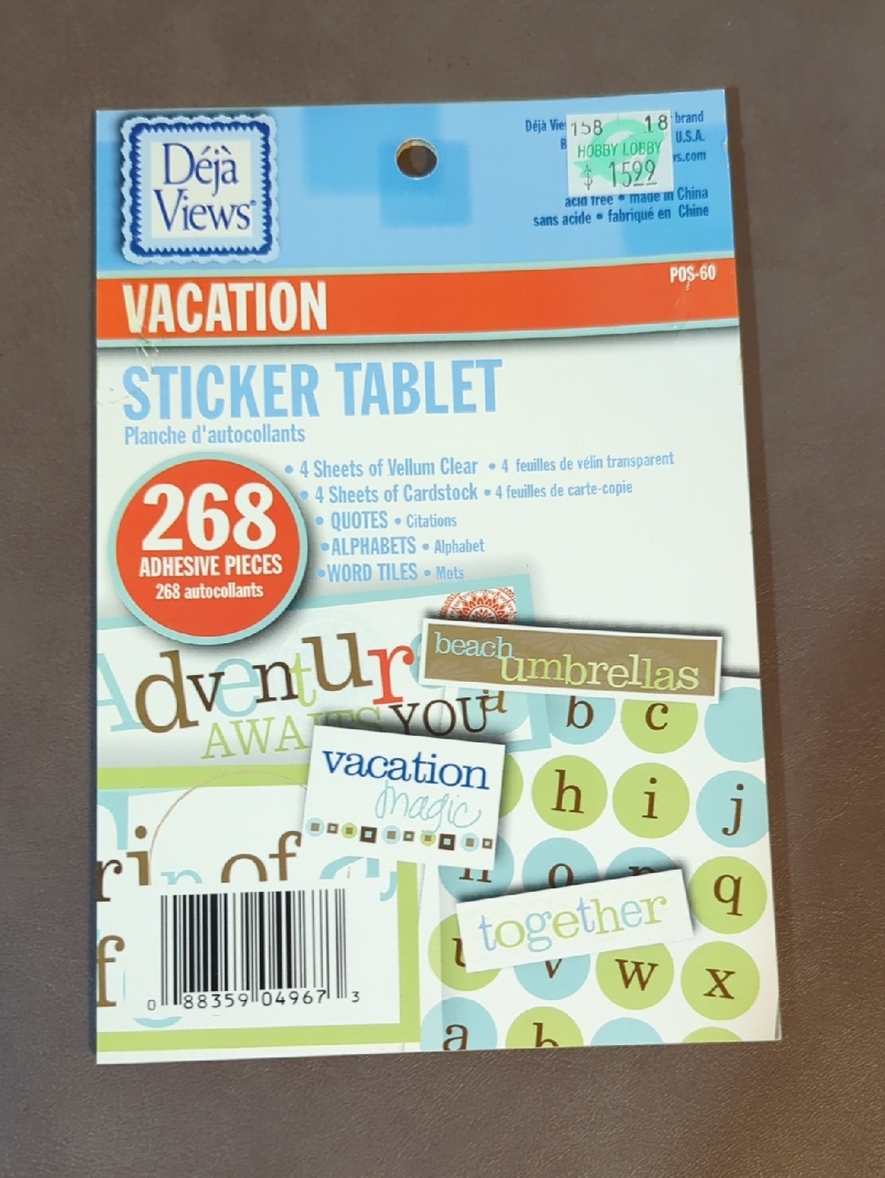 Deja Views Vacation Sticker Tablet 268 Adhesive Pieces